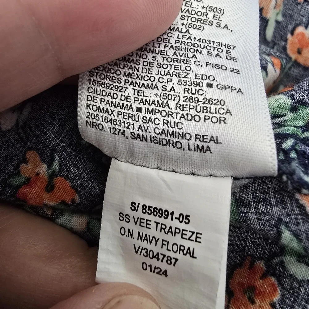 Old Navy Waist Defined Puff Sleeve Blouse Orange‎ Floral Ditsy Smock Women Large